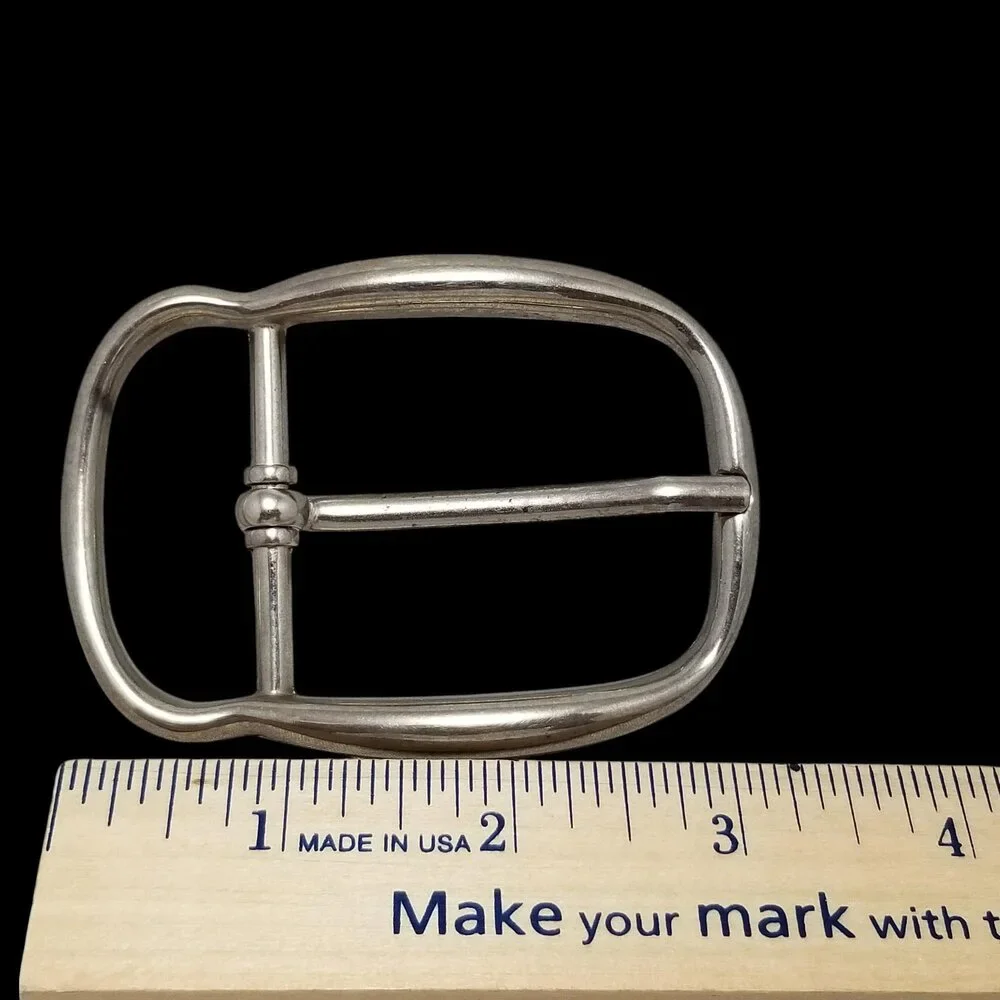 Silver Tone‎ Metal Pin Center Bar Belt Buckle Western Style Fashion Accessory